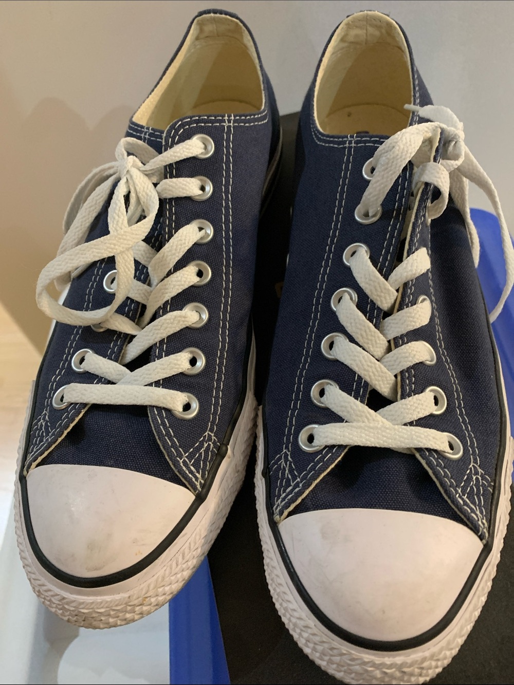 Converse Navy Canvas Low-Top Sneakers with White Laces